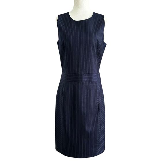 Brooks Brothers Blue Red Fleece Pinstripe Sheath Dress Women's Size 6 | 71-39 - Picture 1 of 7